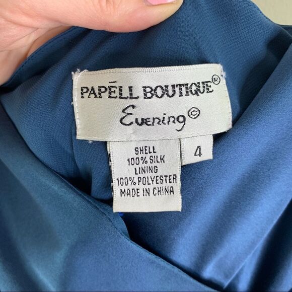 ADRIANNA PAPELL BOUTIQUE TEAL SILK COCKTAIL DRESS - Picture 11 of 12